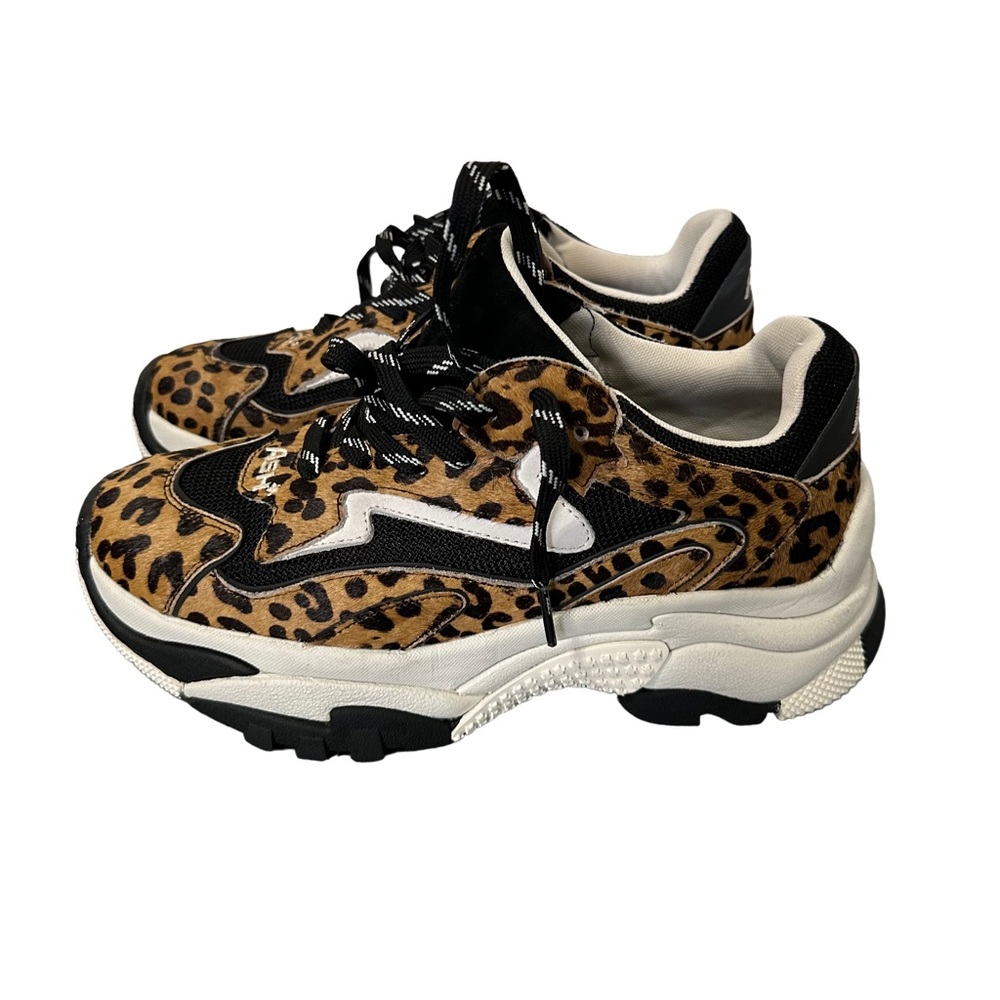 ASH Leopard Print Chunky Platform Sneakers US Sz 7 Sz‎ 38 y2k Grunge Rock n Roll